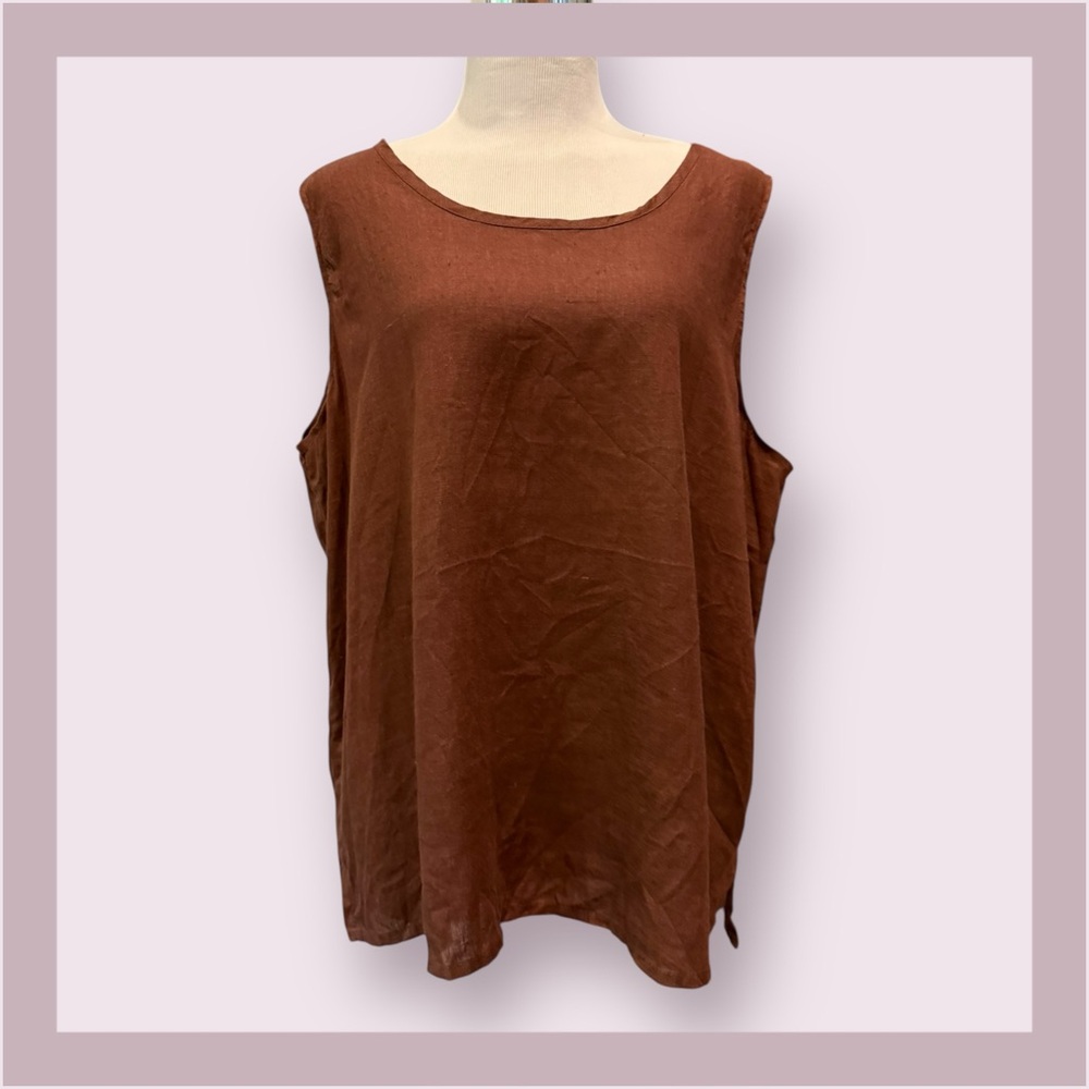 Flax Chocolate Brown Fundamental Linen Tank - Picture 2 of 5